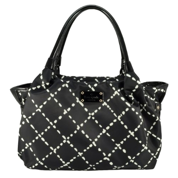 kate spade Handbags - Kate Spade Sew Be It Stevie Lattice Print Shoulder Bag in Black & White